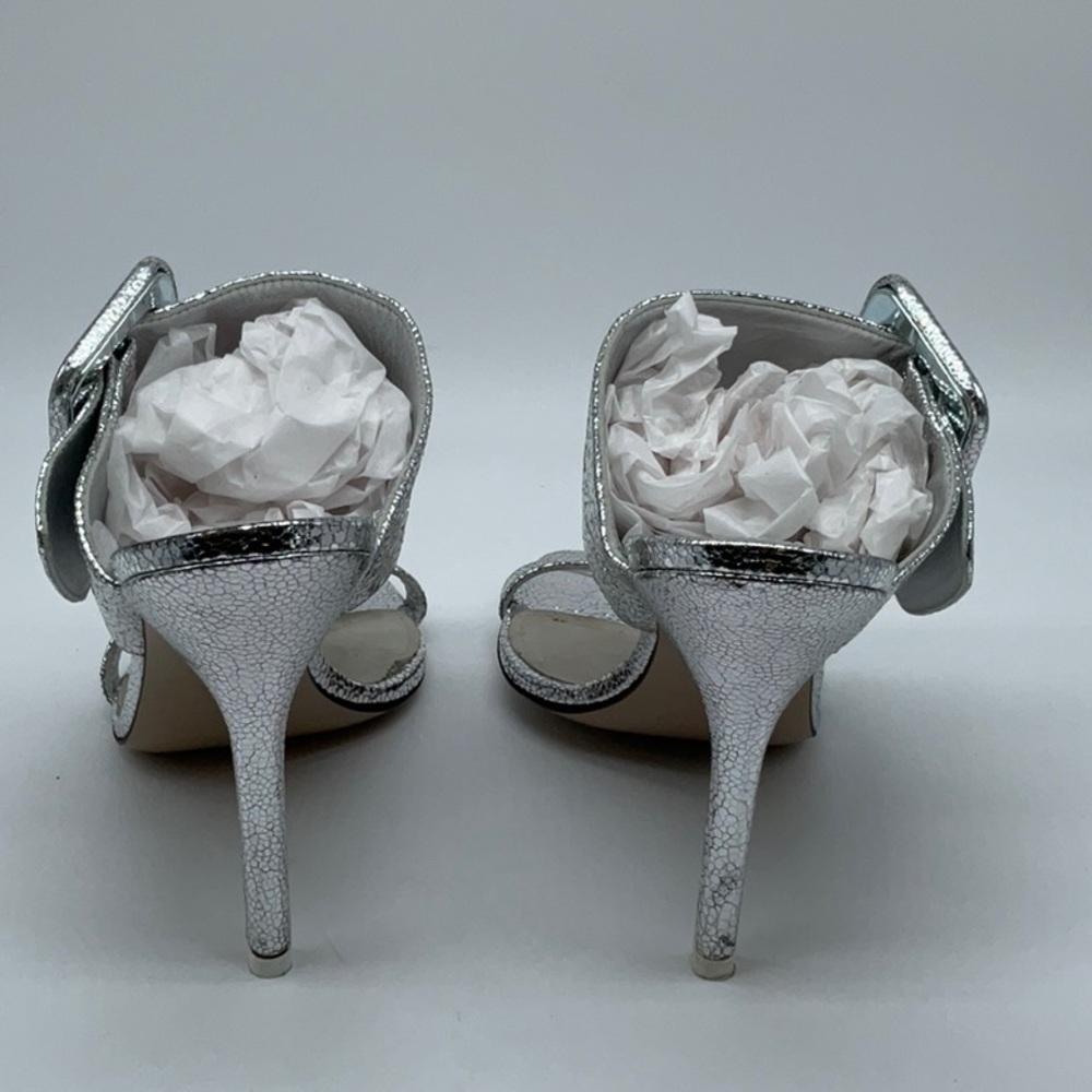 ATTICO Ester Crackled Metallic-leather Mules In Silver - Picture 9 of 16